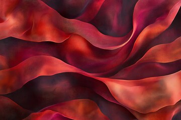 Abstract flowing waves of rich red and deep magenta fabric texture
