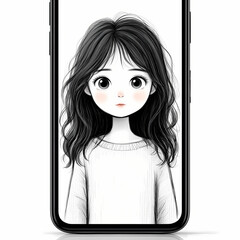 Adorable animated character design featuring a sweet young girl with flowing locks ideal for engaging digital profiles and delightful online presence