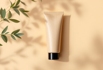 wooden cosmetic tube with a sleek black lid