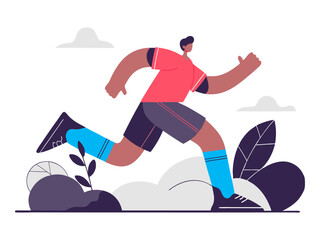 Fitness Journey, health, jogging, a man running on park illustration