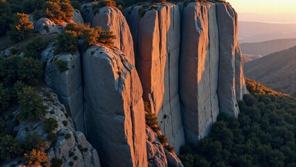 Dramatic Cliffs in Golden Sunlight