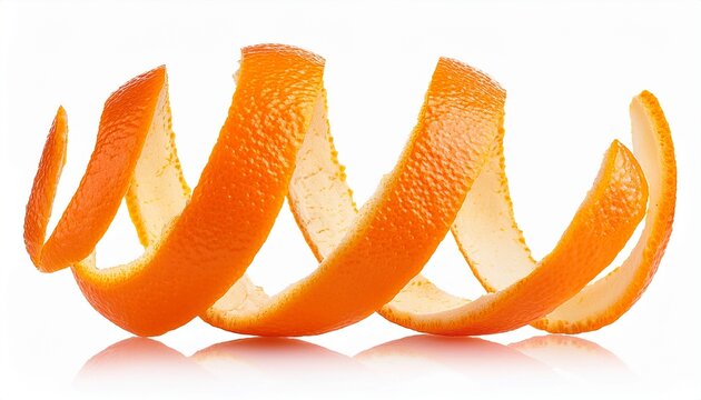 spiral orange peel isolated on transparent or white background