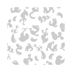 Vector gray drawing of small funny bubbles, droplets or bacteria