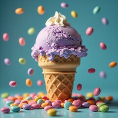 Whimsical Delight: Lavender Ice Cream Fantasy