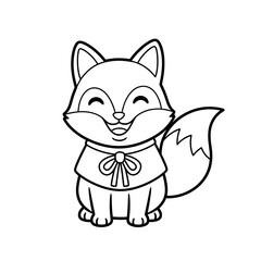 Obraz premium Cute cartoon fox wearing a cape and bow isolated on transparent background