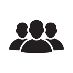 Teamwork community icon with a group of people representing a social organization business team and professional user network collaboration vector solid glyph icon