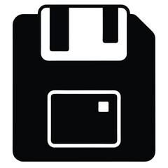 Floppy Disk Icon Vector &ndash; Save File Symbol, Data Storage Graphic, Retro Tech Silhouette