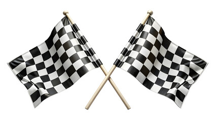 Fototapeta premium Two Crossed Checkered Racing Flags – Finish Line Symbol on Pure White Background