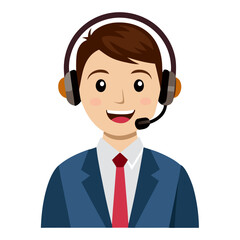 Young man with headset providing friendly customer service in bright and clean white studio