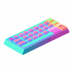 Isometric illustration of a pastel colored keyboard