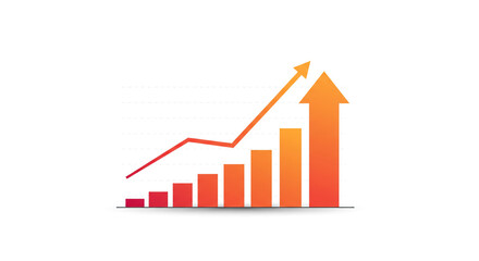 Positive growth chart showing upward trend success progress and financial increase in vibrant orange
