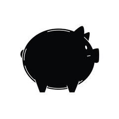 Piggy bank icon symbol, Piggy Icon Black and white vector