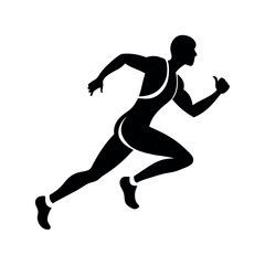 Dynamic Sprinter Silhouette Vector - Athletic Male Figure in Running Motion for Sport & Fitness isolated on white background
