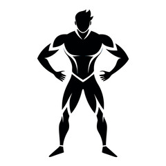 Strong Male Figure Silhouette Vector - Muscular Man Pose for Fitness, Strength & Bodybuilding isolated on white background
