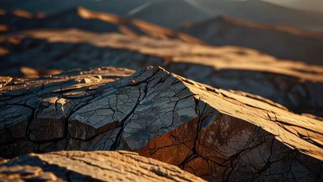 Macro of Stone Texture with Cracks Shaped Like Rugged Mountain Peaks