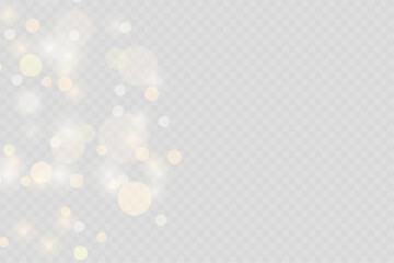 Golden bokeh circles floating with soft shimmering and transparent background