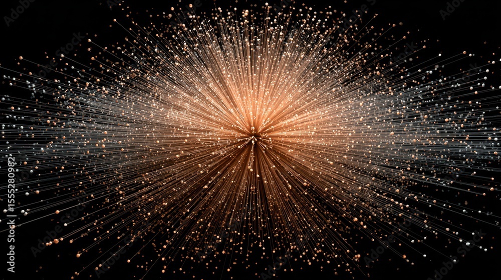 Poster abstract visualization of data points connected by lines on a dark background