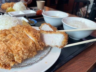 Close-Up of Korean Pork Cutlet Side View