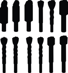 Vibrant vector illustration of a diverse set of colorful drill bits, perfect for construction, woodworking, and DIY projects, symbolizing precision and craftsmanship in various industries.