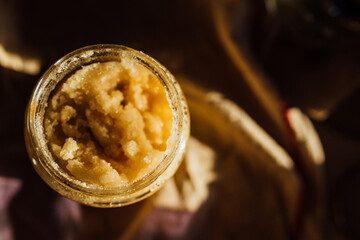 Homemade preserved lemons in salt