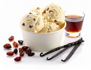 vanilla ice cream, Malaga Eis,  rum raisin ice cream