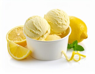 lemon ice cream, Zitronen Eis, paper cup