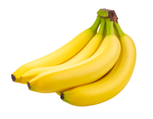 Bananas Fresh Yello Bunch Isolated on Transparent Background- Healthy Fruit Cutout for Design Assets..