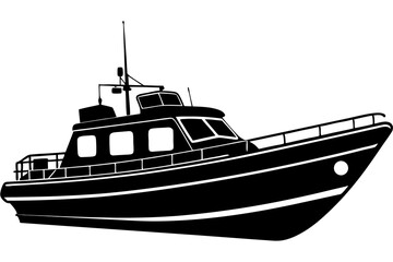 Coast Guard Rescue Boat Vector Silhouette