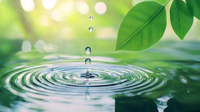 A leaf is floating on top of a small body of water