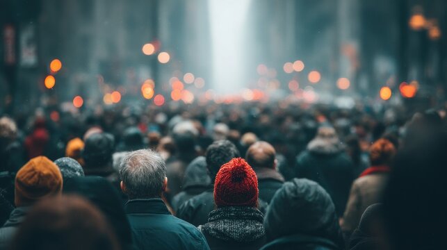 Busy urban city life showing pedestrians crossing a street in Midtown Manhattan during daytime - Powered by Adobe