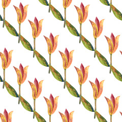 Beautifully stylized orange lily design on a neutral background creating visual harmony, watercolor pattern.
