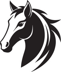 Horse head silhouette vector on white background
