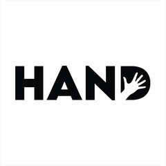 Creative Logo Featuring Hand with the Word Hand in Bold Letters