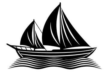 Sailboat Gliding Across Calm Waters Vector Silhouette