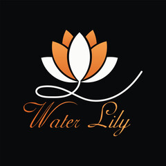 Elegant Orange Water Lily Logo Design