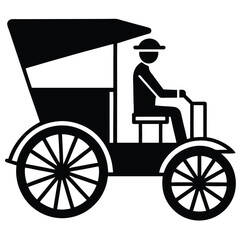 Naklejka premium man riding rickshaw icon