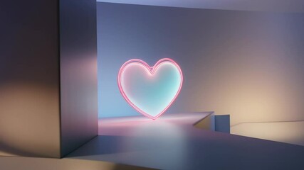 Bright neon heart shape glowing against a soft pink background creates a warm, inviting atmosphere perfect for romantic vibes - Powered by Adobe