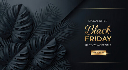 Black friday sale background with beautiful balloons and flying serpentine. Modern design.Universal background for poster, banners, flyers, card,advertising brochure