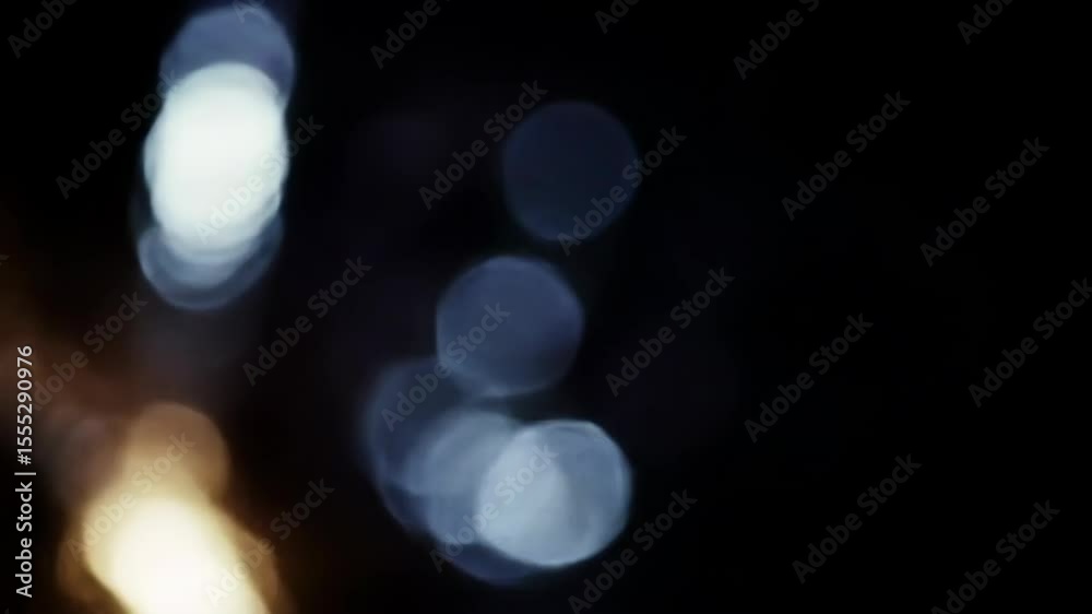 Poster dynamic light bokeh with varying shapes and colors, transitioning and moving in abstract pattern foo