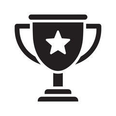 Winner trophy icon with a star for a first place achievement representing a competition award for success and a prize for a champion of a game vector solid glyph icon