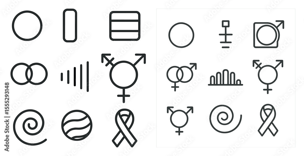 Fototapete collection of symbols and icons, including a heart, a circle, and a spiral. the heart symbol is ofte