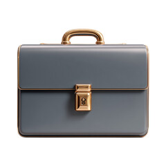 Single 3D Matte Gray Briefcase Icon With Golden Handle for Professional Use and Elegant Presentation in Stock Imagery