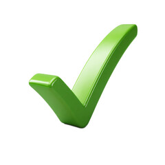 Single 3D Green Checkmark Symbol with Drop Shadow Displayed on Transparent Background for Use in Various Graphic Designs and Illustrations