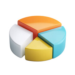 Colorful 3D Pie Chart with Separate Layers Representing Data Segments in Vibrant Colors Ideal for Presentations and Infographics