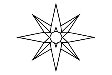 A striking vector illustration of a compass rose with a star and flower design, symbolizing navigation and adventure for all directions on a map