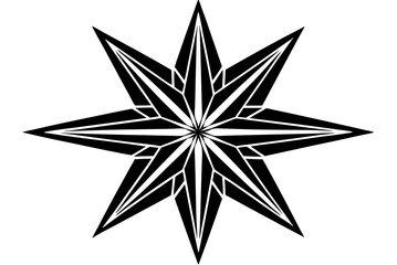 Obraz premium A black and white star shape, perfect as a Christmas decoration or shiny vector icon, often seen as an award symbol