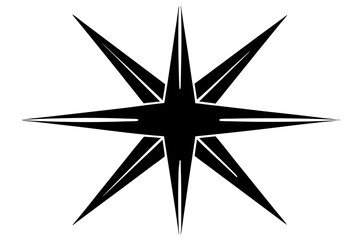 A striking black and white compass rose vector, isolated on white, a golden symbol of north, ideal for map designs or shiny metallic icons