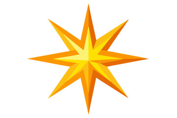 Golden star symbol, a shiny 3D Christmas decoration, isolated on white for a festive award illustration