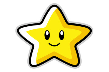 A cute, bright 3D golden star icon with a happy, smiling face, perfect for a fun summer design