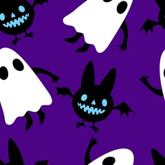 Halloween ghost seamless cute cartoon pattern for wrapping paper and fabrics